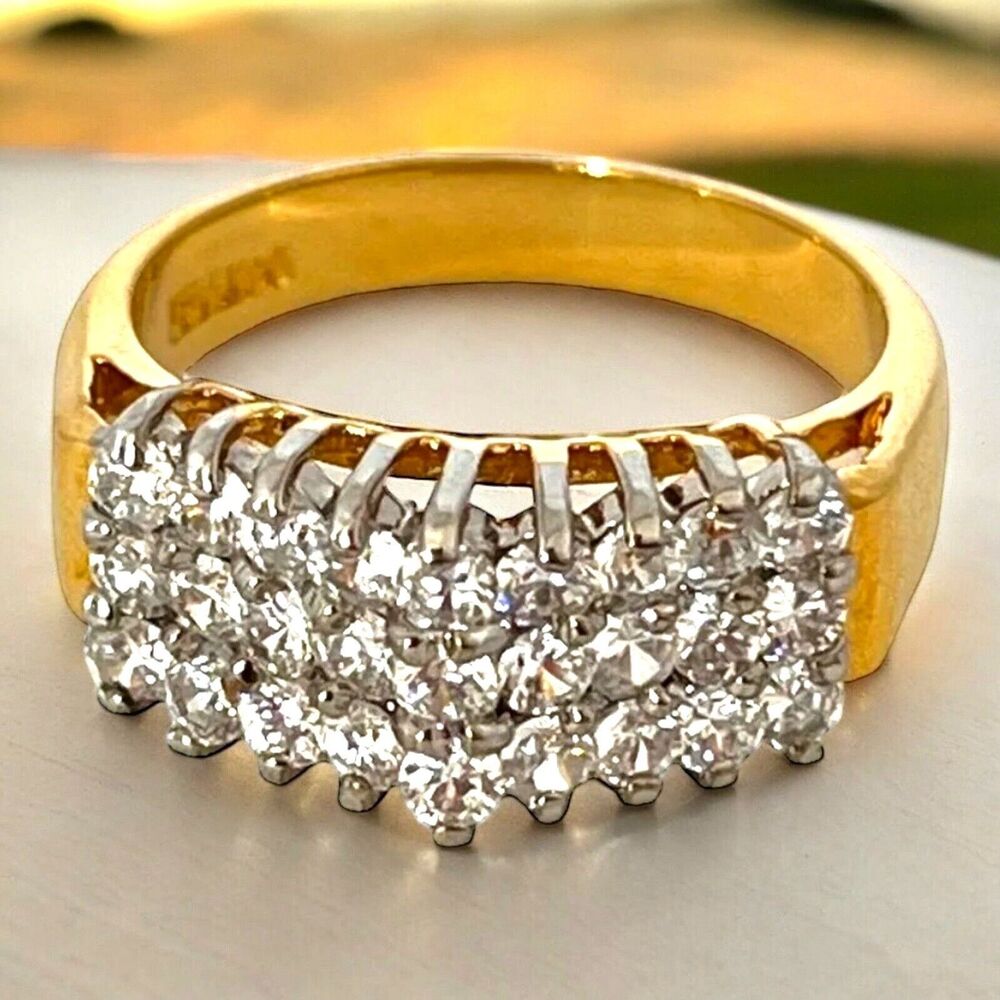 Vintage 1970s CZ Cluster Ring Size 7 14K HGE Gold Plate Original Unworn - 3E